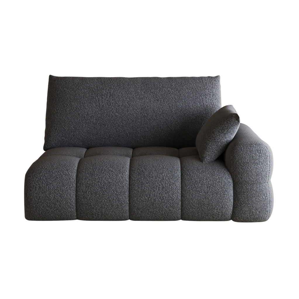 Divano modulare 2 posti con chaise longue reversibile, tessuto grigio scuro