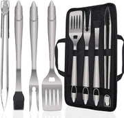 Set di accessori barbecue portatile in acciaio inossidabile - qualità premium - 5 pezzi - regalo per uomo e donna