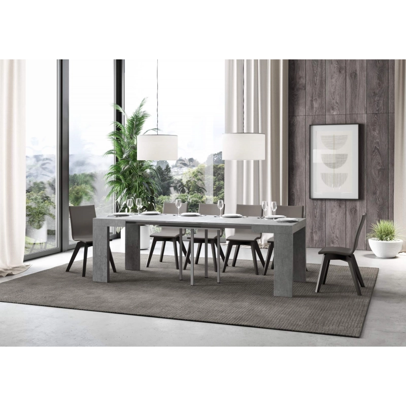 Tavolo allungabile 90x90/246 cm Roxell - Cemento