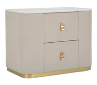 Comodino Beauty 60x47x40 cm in Legno MDF e Metallo Crema/Oro