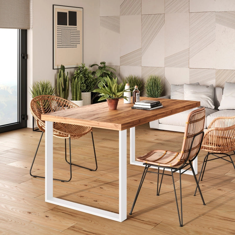 Set di gambe per tavolo rettangolare Square, larghezza 600mm, Acciaio, Verniciato bianco
