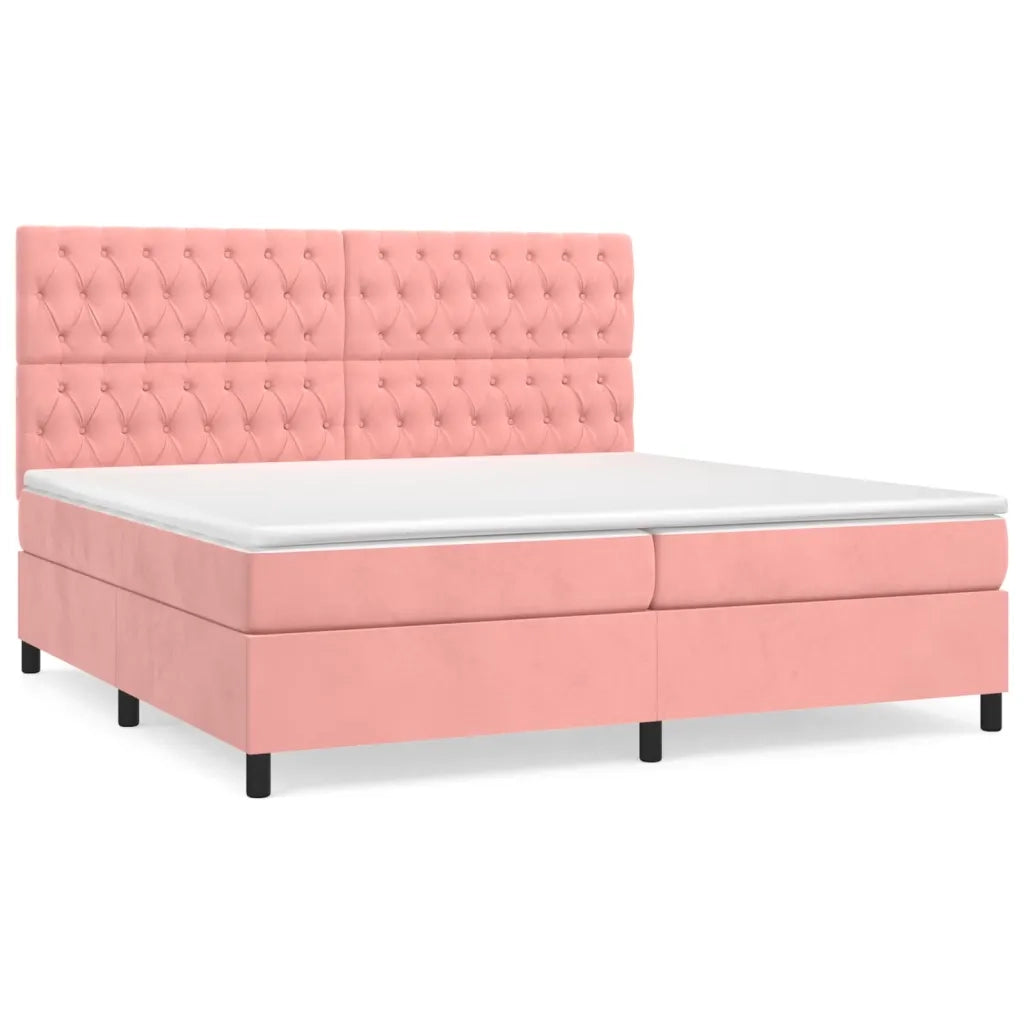 Giroletto a Molle con Materasso Rosa 200x200 cm in Velluto 3143228