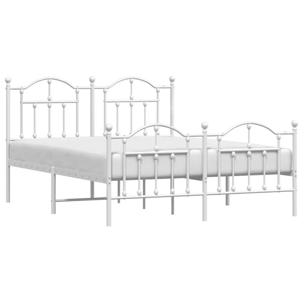 vidaXL Giroletto con Testiera e Pediera Metallo Bianco 150x200 cm