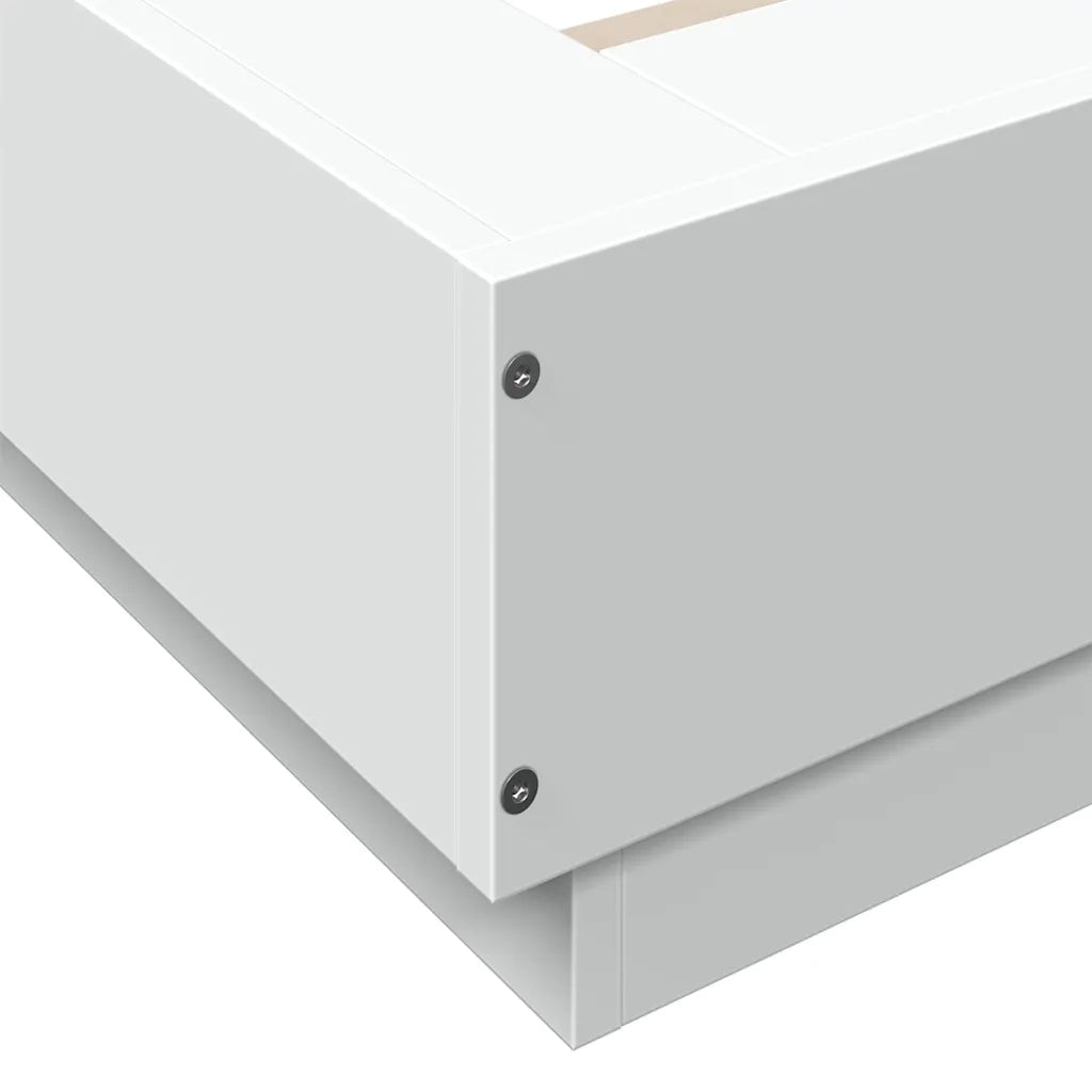 Letto singolo | Letto per adulti | Giroletto con Luci LED Bianco 100x200 cm in Legno Massello