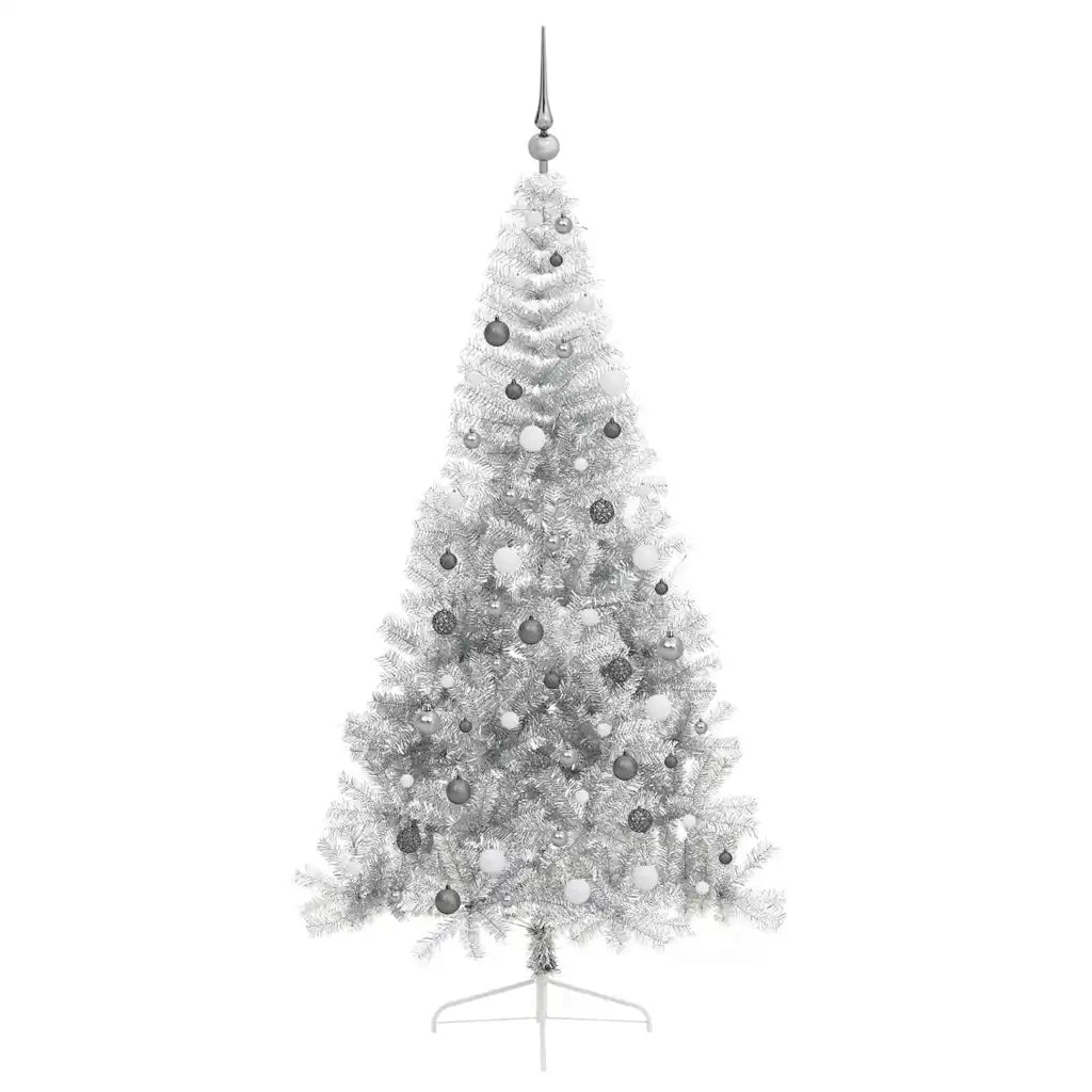 Albero di Natale artificiale con luci integrate Argento 210 cm 3397218