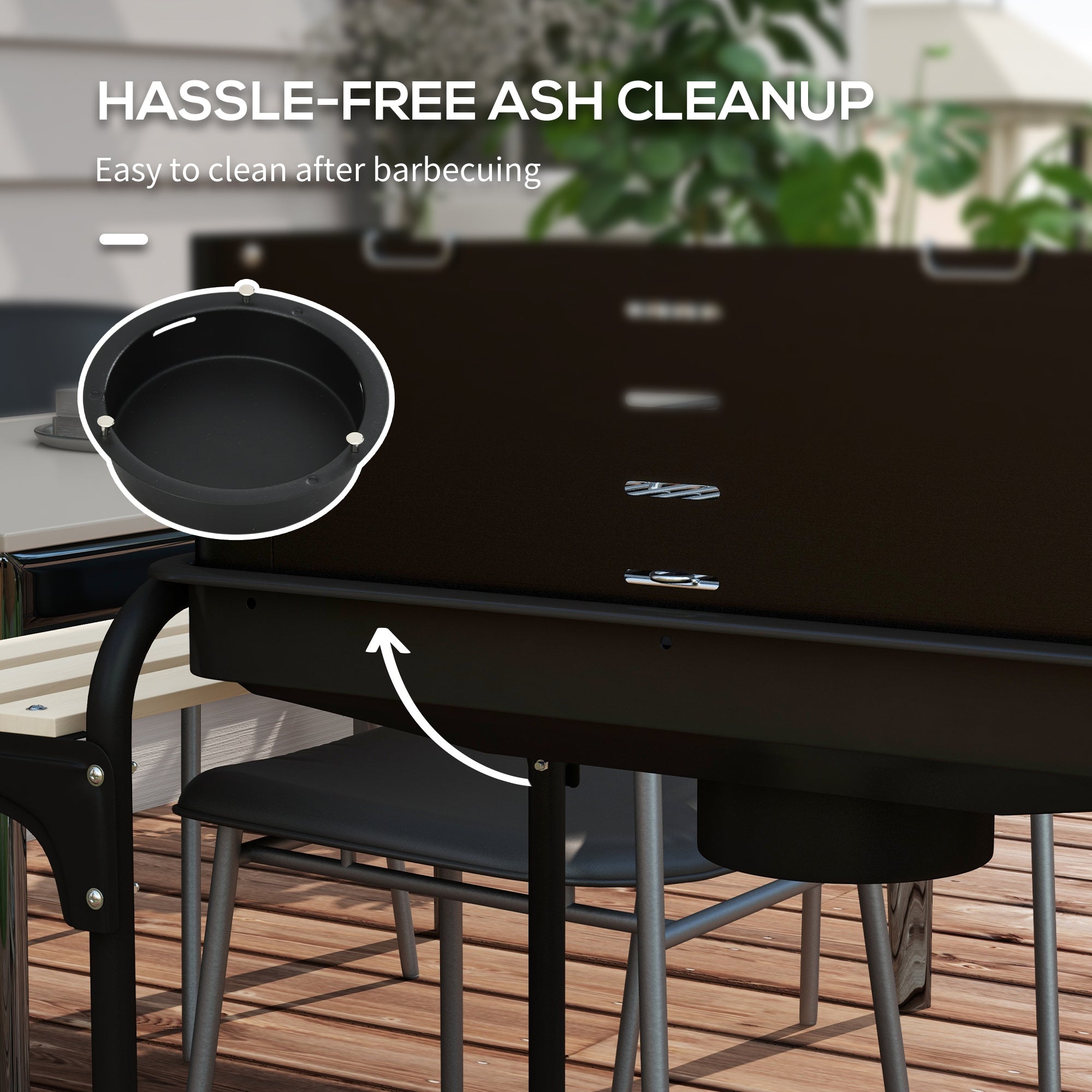 Barbecue a Carbonella 3 Ripiani e Vassoio 113x53.5x82.5 cm in Metallo Legno Nera