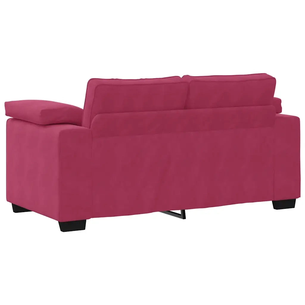 Set di Divani 3 pz con Cuscini Rosso Vino in Velluto