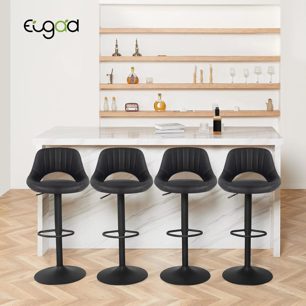 2x Sgabelli da Bar Cucina Sedia Alta da Sala Pranzo in Simipelle Regolabile e Girevole a 360° con Schienale Poggiapiedi Antracite 0666BY-2