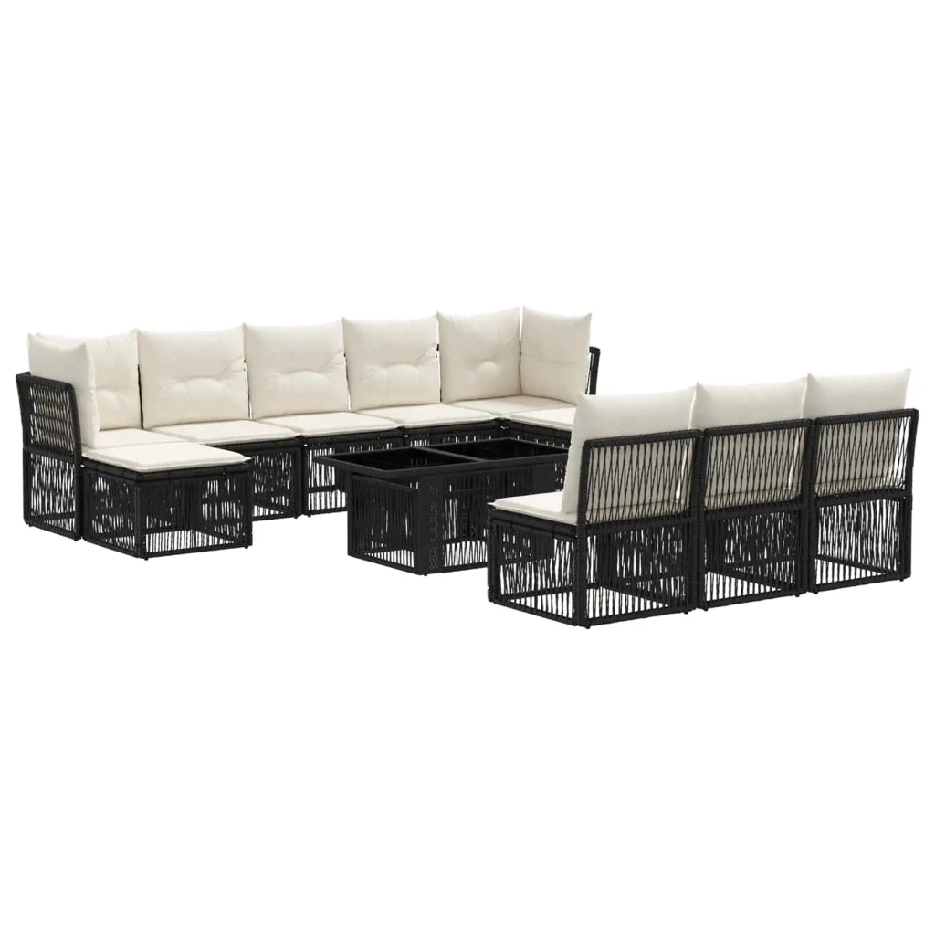 Set Divano da Giardino 11 pz Nero polyrattan 3436531