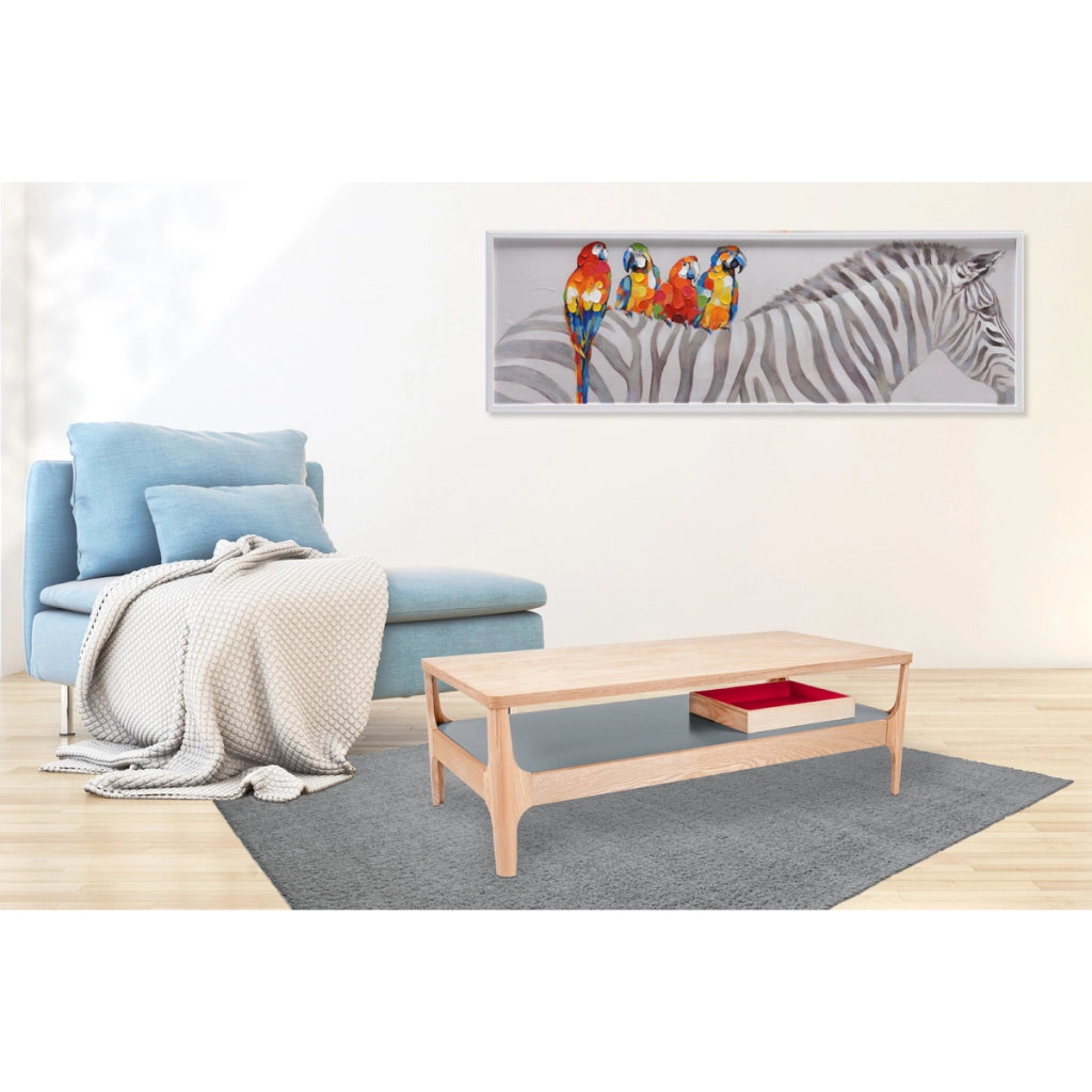 Tavolino da caffe' Addison I in frassino con ripiano grigio 120x60 cm