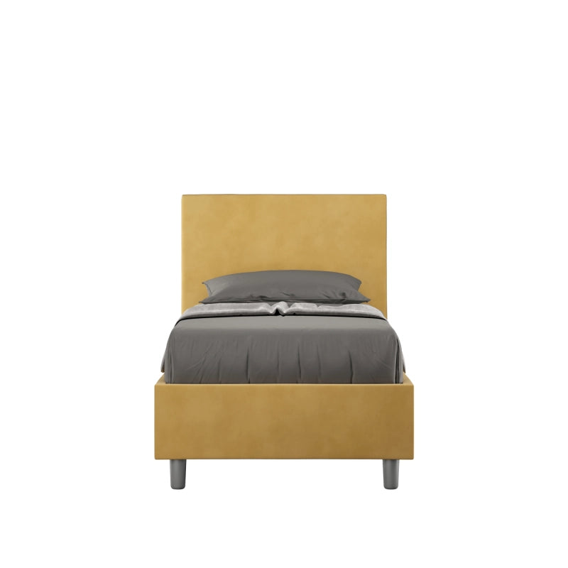 Letto imbottito Singolo 80x190 cm Adele - Contenitore,Microfibra,Ocra