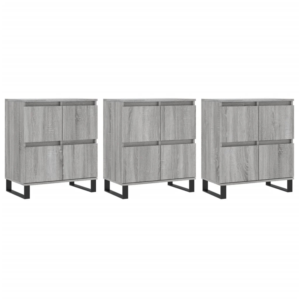 Buffet credenza cassettiera armadio mobile contenitore organizer per cucina soggiorno salotti 3 pezzi legno ingegnerizzato Sonoma grigio 02_0037175