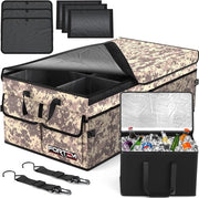 Organizzatore auto, organizzatore bagagliaio con frigorifero, organizzatore auto pieghevole con cassette, fondo antiscivolo, cinture di fissaggio regolabili, coperchio morbido (deserto, X-Large)