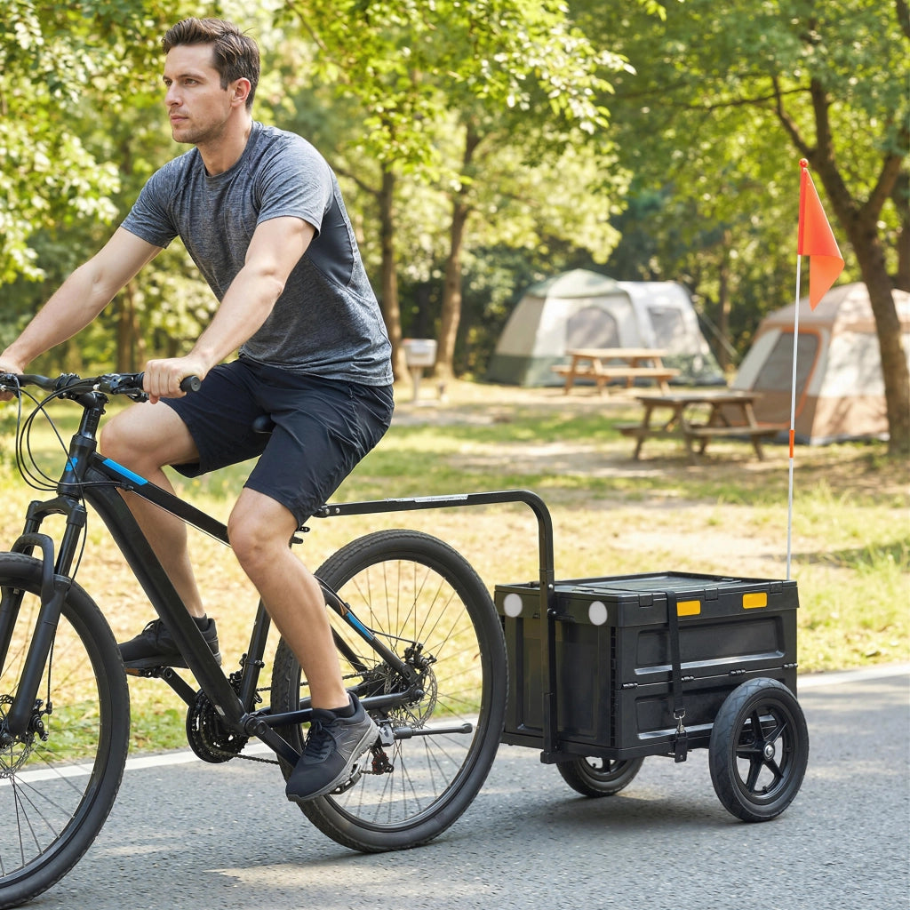Carrello Trasporto Bici Pieghevole ¨C Zephmum ¨C Plastica 65L 145x51.5x72cm Nero