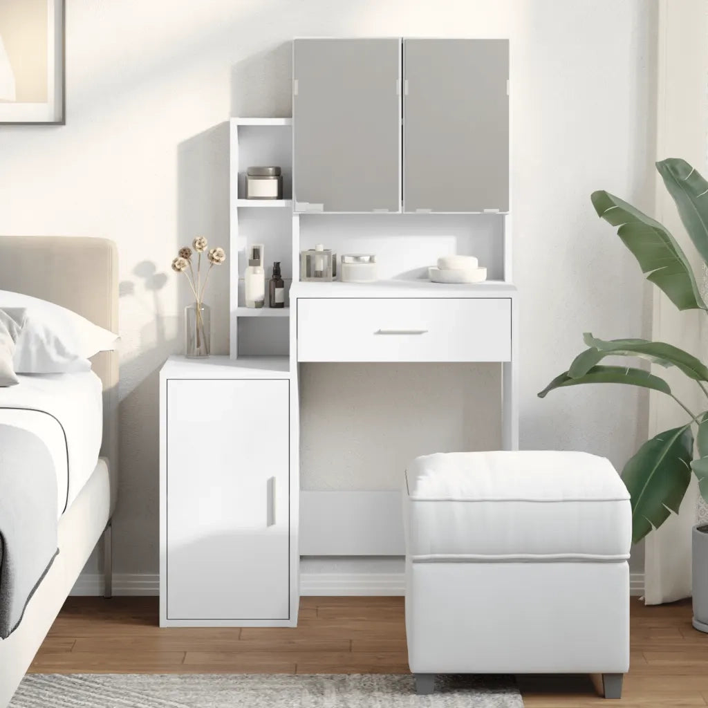 Toeletta | Tavolo da Trucco con Armadietto Bianco 80x35x132 cm