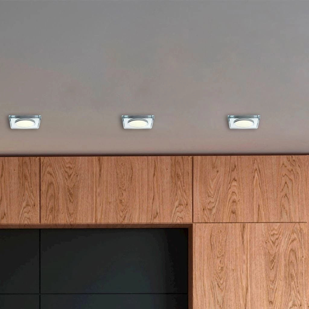 Faretto incasso quadrato vetro cromo GU10 35W Eko-Light