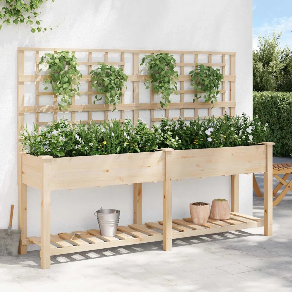 Fioriere | Cassetta per fiori | Vaso da giardino con lo scaffale Beige 203,5 x 54 x 152,5 cm