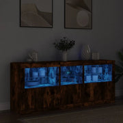 Credenza con Luci LED Rovere Fumo 162x37x67 cm 3208999
