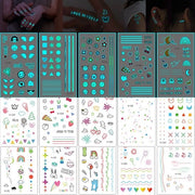 Tatuaggi Neon a 15 Velluti - Tatuaggi Fittizi/Temporanei - Tatuaggi a Lastre per Adulti - Luminosi al Buio - Tatuaggi con Glitter - Disegni Unici