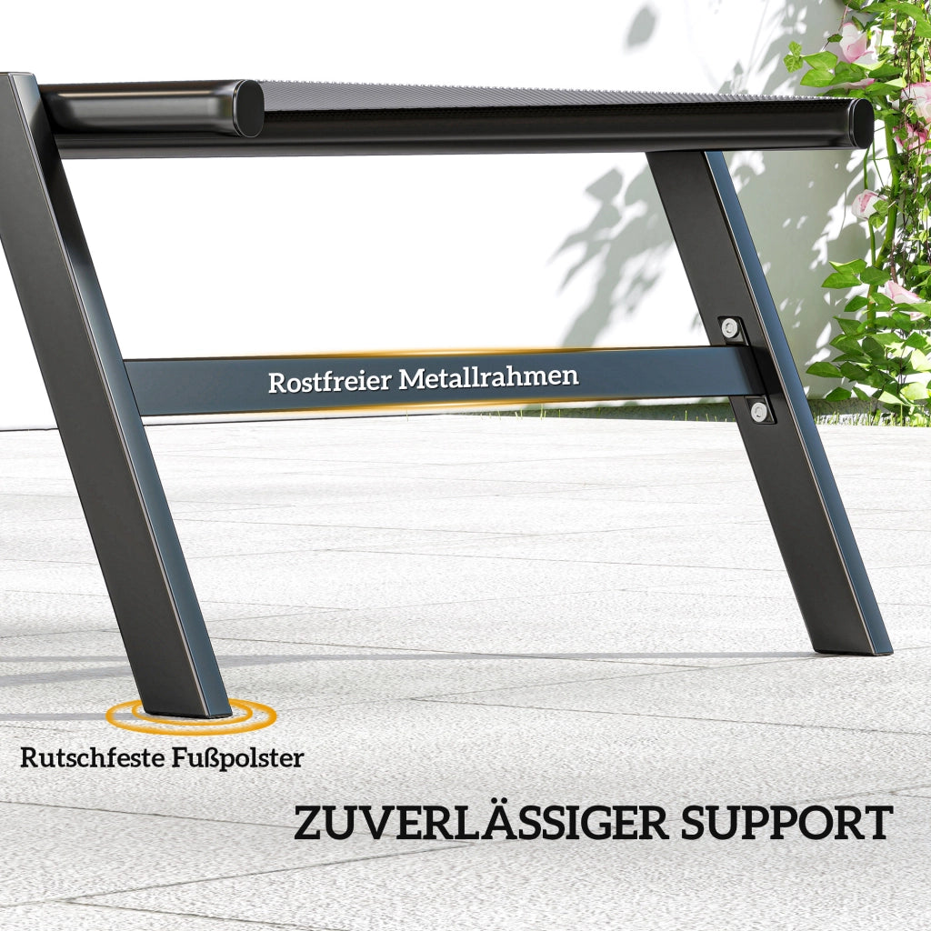 Set 2 Lettini Solarium Giardino con Schienale Regolabile e Tavolino Laterale ¨C zephmum ¨C Grigio
