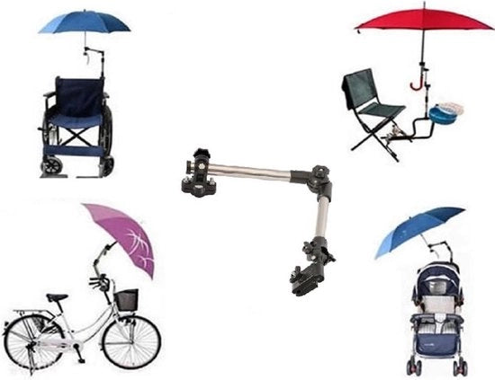 Sostegno per ombrello per bicicletta-utente di sedia a rotelle-passeggero di pesca-carrello da golf - elementi rotondi fino a 25 cm di diametro