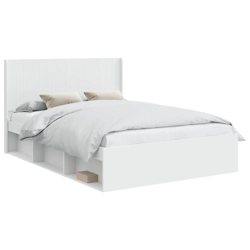Struttura del letto con stoccaggio e testata Bianco 3413837