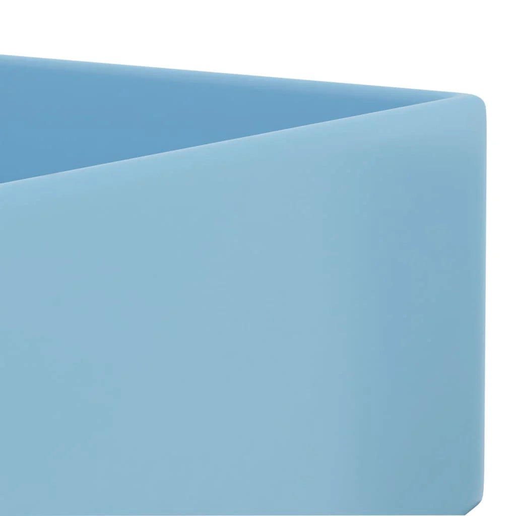 Lavandino da bagno con troppopieno lavabo da appoggio lavello da cucina lavabo da bagno lavabo per cosmetici 48 x 25 cm ceramica azzurra 02_0002731