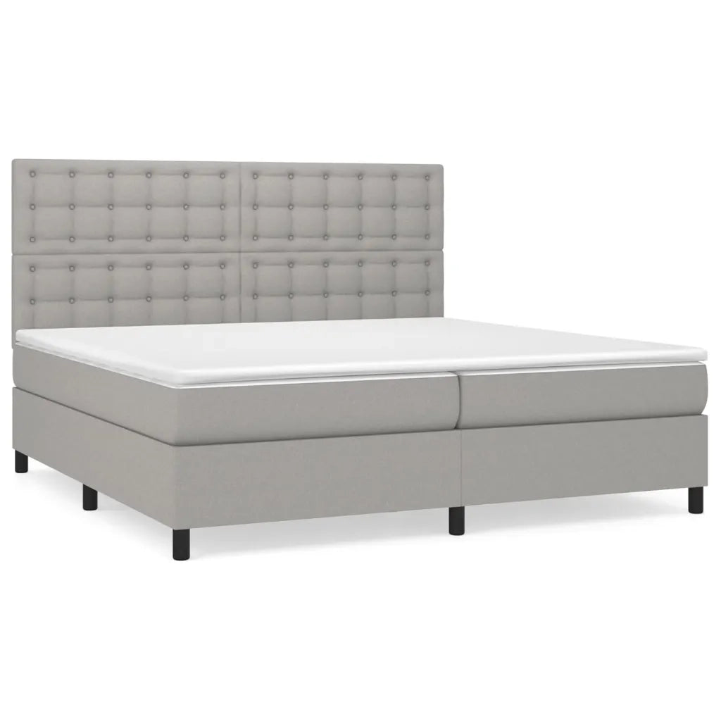 Giroletto a Molle con Materasso Grigio Chiaro 200x200cm Tessuto cod mxl 57816