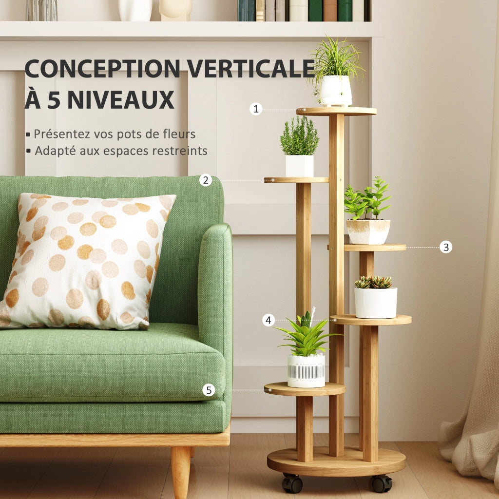 Etagere a piante in bamb¨´ 5 livelli ¨C zephmum ¨C legno naturale