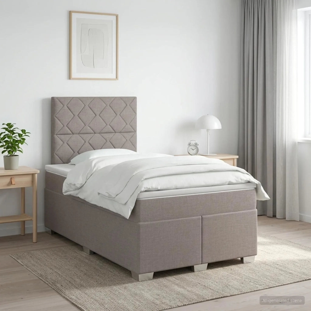 Letto box spring con materasso Tortora 120 x 200 cm Tessuto 3453392
