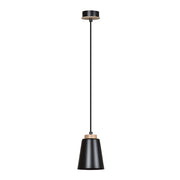 Lampada a sospensione BOLERO nera con dettagli in legno