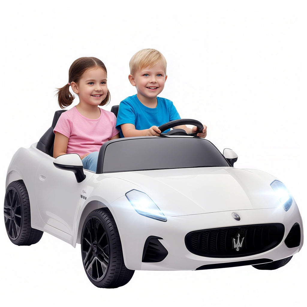 Auto elettrica Maserati per bambini 2 posti ¨C Xylo ¨C 12V con telecomando LED e musica bianco