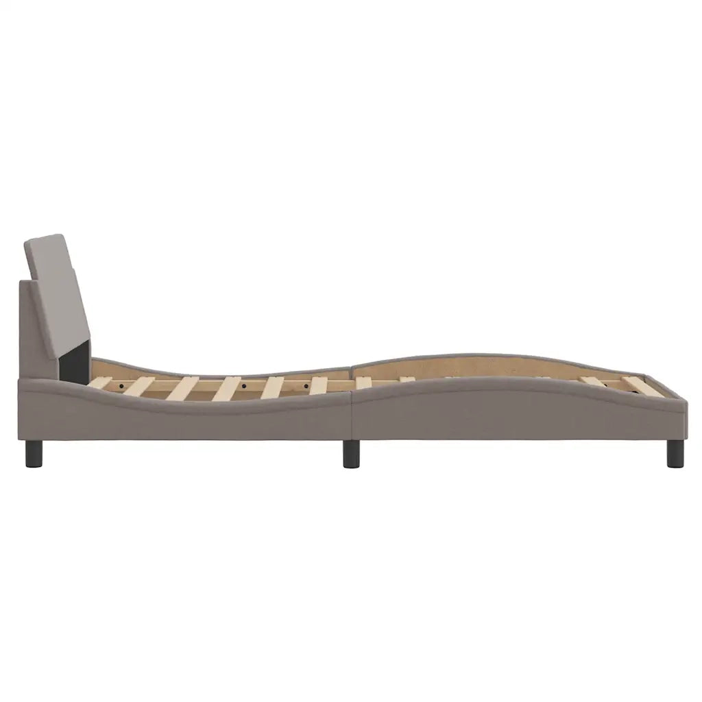 Giroletto con Testiera-Struttura Letto con testiera Dover Tortora 90x200cm Tessuto