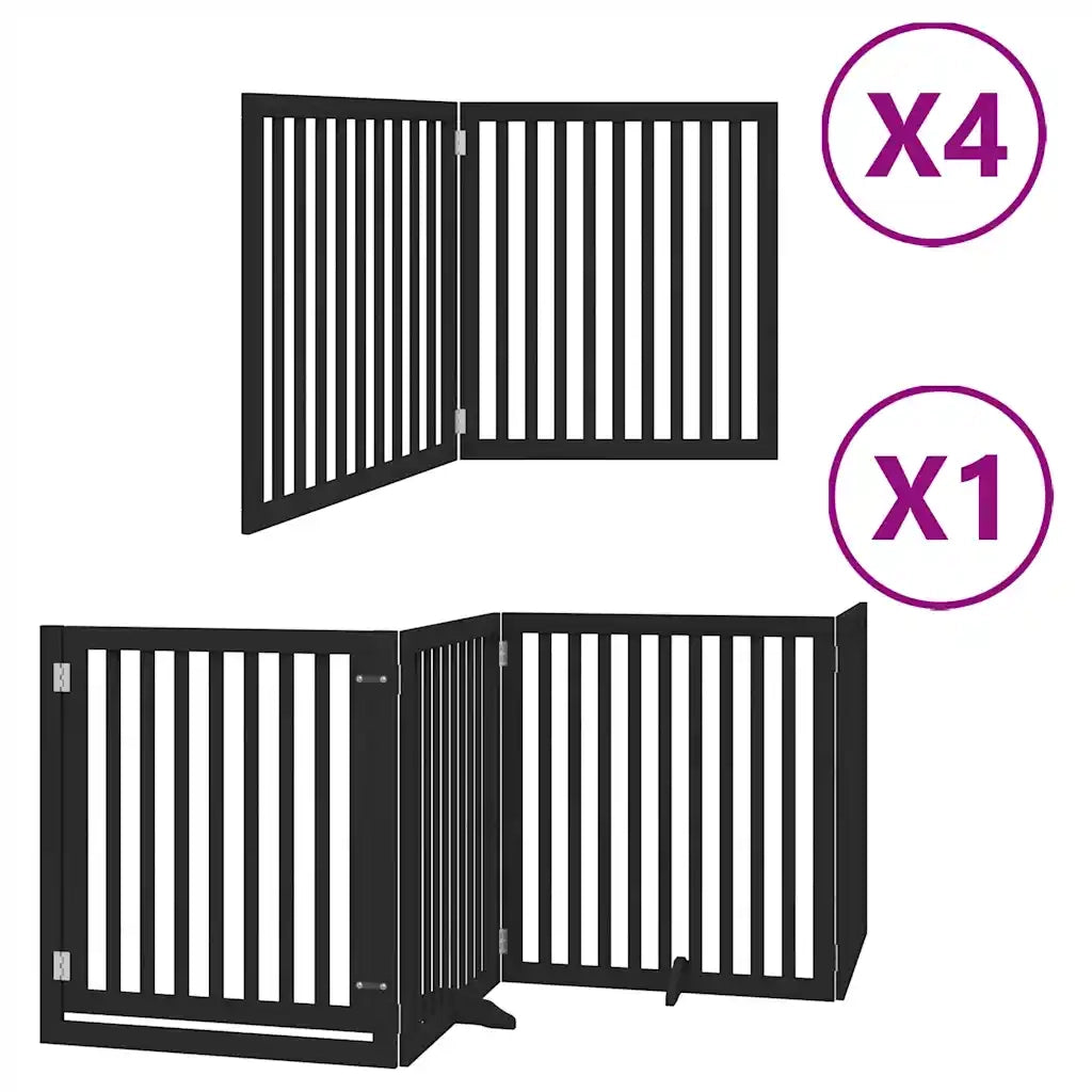 Cancello Cani Porta Pieghevole Nero 12 Pannelli 960 cm Pioppo 3155688
