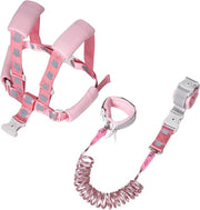 Harnas da passeggio 2 in 1 per bambini con corda di sicurezza anti-perdita - ragazzi e ragazze - rosa coniglio 2 metri