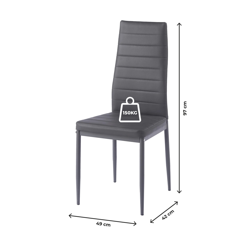 Set Sedie da Pranzo 4 o 6 Pezzi, Sedie Moderne Imbottite per Cucina Soggiorno Sala da Pranzo, Facile Montaggio con Gambe Robuste, Rivestimento in Pelle Sintetica  Grigio - 6 Pezzi
