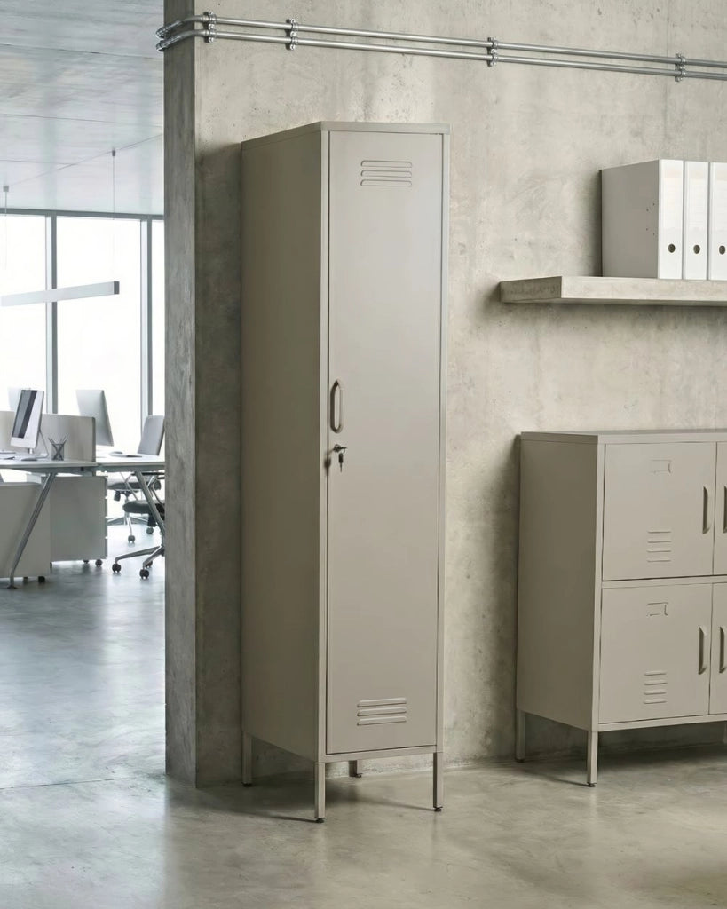 Armadio metallico Armadietto metallico beige chiaro con 5 ripiani e barra moderna per ufficio domestico