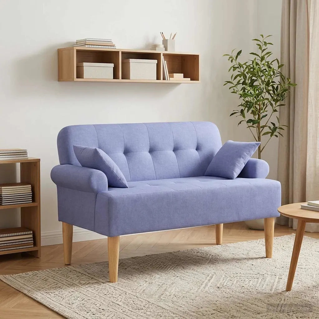 Loveseat con bottoni imbottiti Blu jeans 120 x 65 x 79 cm 42041821
