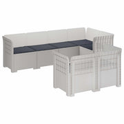 Divano 7 Posti da Giardino con Cuscini Aspetto Rattan PP Bianco 3444153
