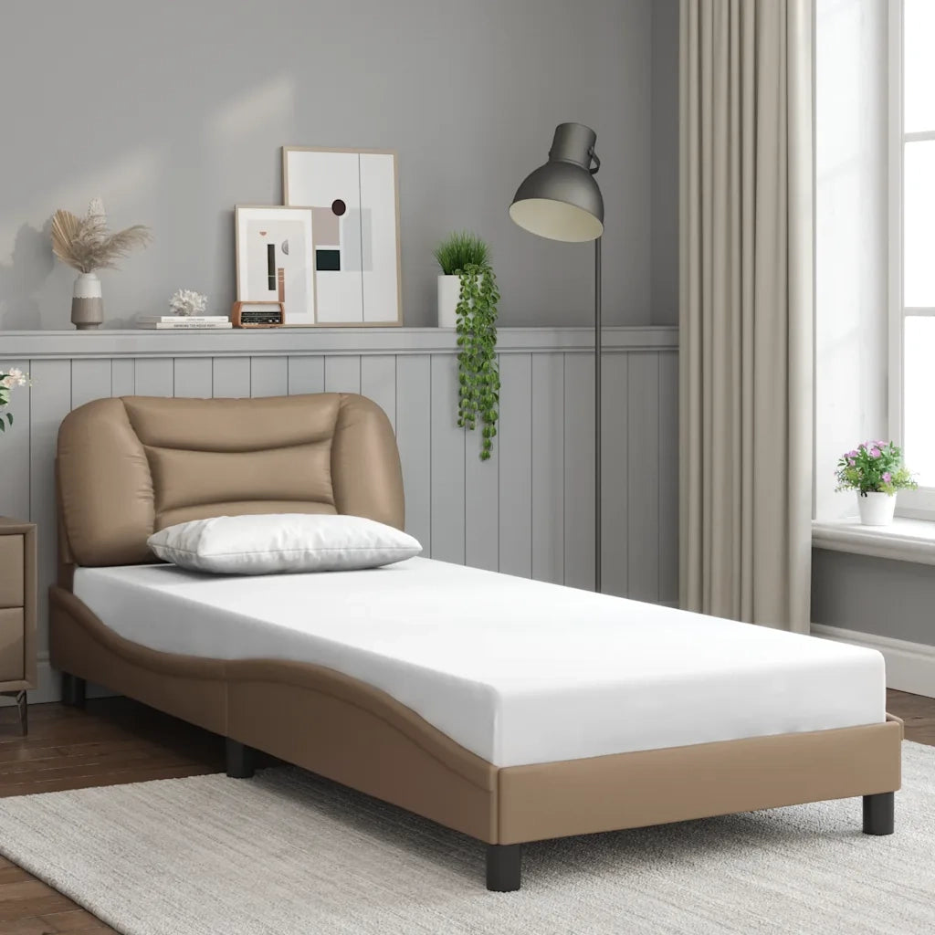 Giroletto senza Materasso-Struttura Letto Hvar Cappuccino 80x200 cm in Similpelle