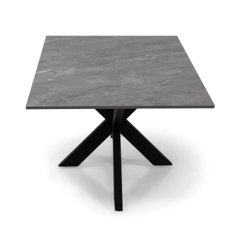 Tavolino Metallo Top Pietra Sinterizzata Grigio Cm 120x65h45