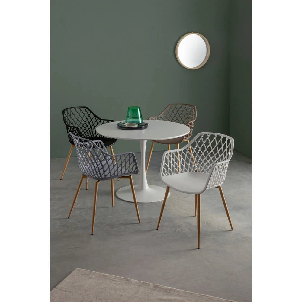 Tavolo rotondo bianco con base a tulipano in acciaio 100 cm - CLEO