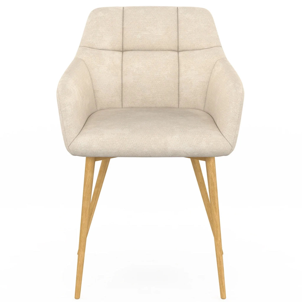 IDMarket - Set di 2 sedie GINA in tessuto cinigliato beige con gambe effetto legno