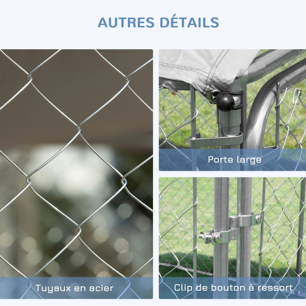Recinto per Cani da Esterno con Tetto ¨C Xylo ¨C Acciaio Galvanizzato 230x230x175cm 5m2