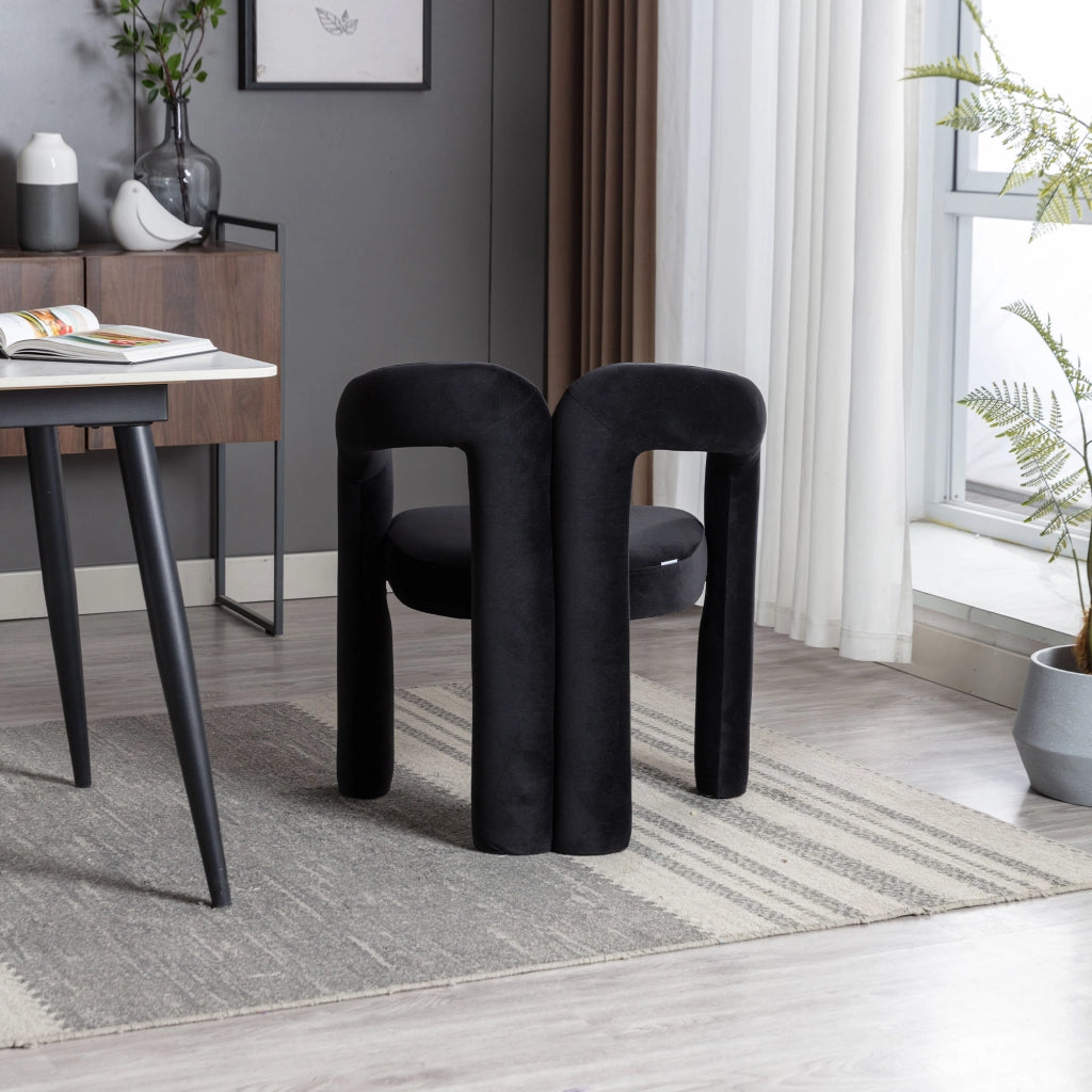Sedie da Pranzo Imbottite in Velluto Set 2 Pezzi ¨C MINIMAL ¨C Nero/Beige