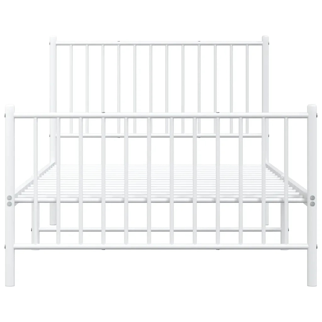 Giroletto con Testiera e Pediera Metallo Bianco 100x190 cm 350943
