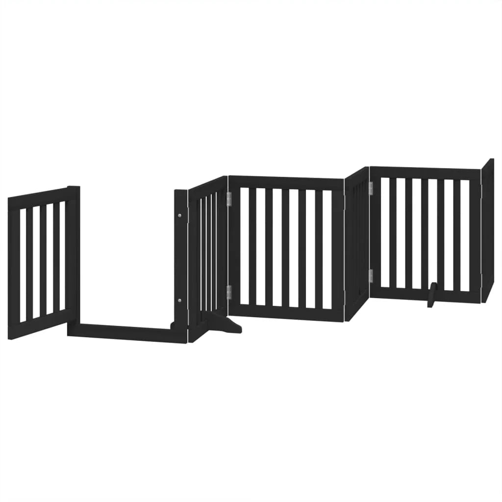 Cancelletto di sicurezza per animali domestici porta pieghevole 15 pannelli legno di pioppo nero 02_0023218