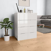 Credenza Bianco Lucido 60x35x80 cm in Legno Multistrato 283712