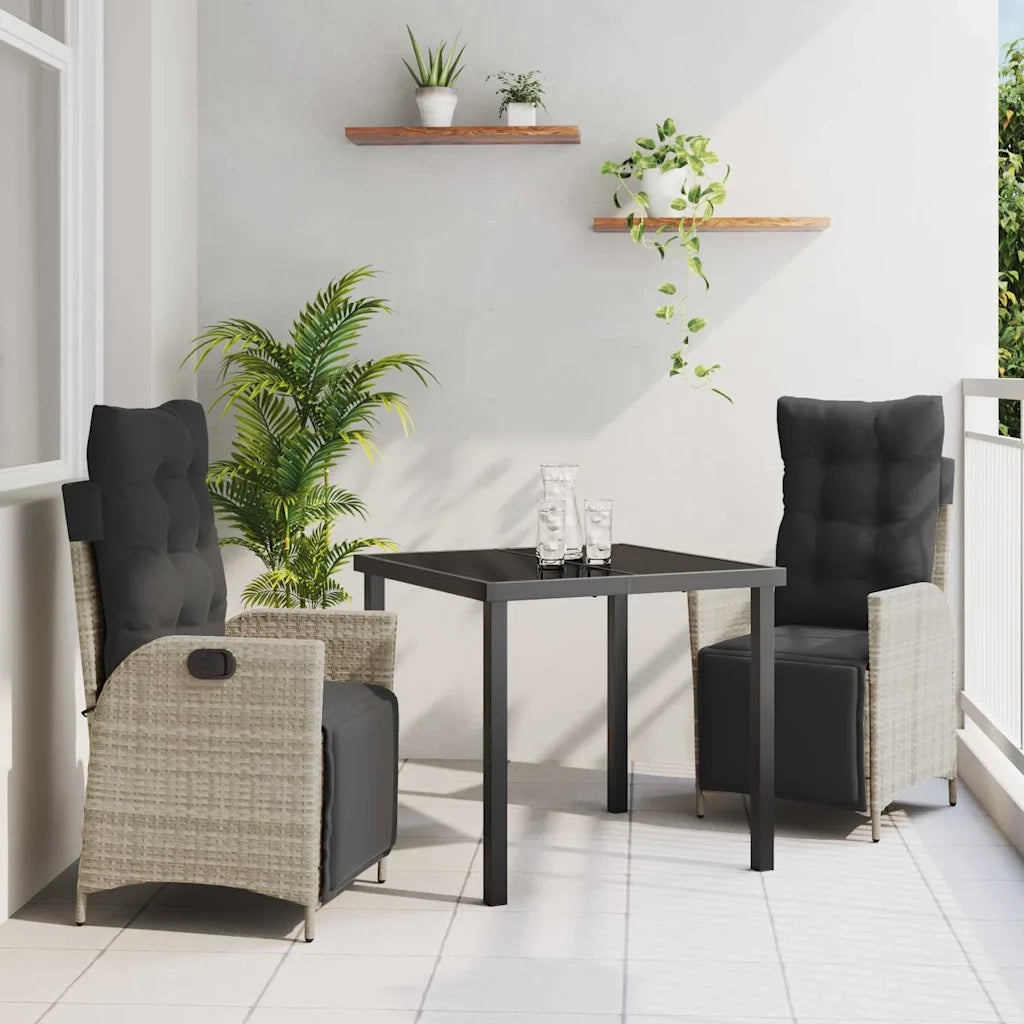 Set da Pranzo per Giardino 3 pcs Grigio chiaro polyrattan 3380568