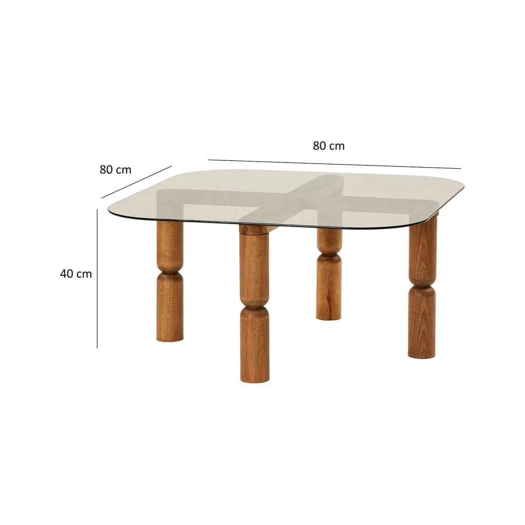 Gran, Tavolino da Salotto Effetto Fume, 80x80x40h cm Marrone Noce
